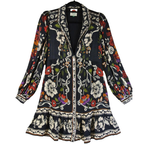 NEW, Farm Rio Roccoco Floral Minidress in Multicolor Sz S #MD1233 - Picture 4 of 8